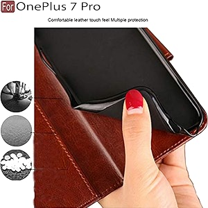 back cover oneplus 7 pro vintage leather flip cover case for  inner tpu  foldable stand  wallet card slots vintage flip cover oneplus 7 pro - brown flip please check your phone model before buying