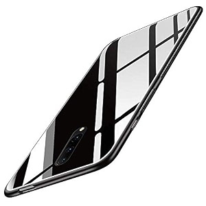 clickaway back cover oneplus 7 pro series - luxurious toughened glass with shockproof tpu hard bumper back glass back cover oneplus 7 pro - black glass please check your phone model before buying