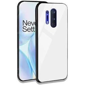 clickaway back cover oneplus 8 pro series - luxurious toughened glass with shockproof tpu hard bumper back glass back cover oneplus 8 pro - white glass please check your phone model before buying
