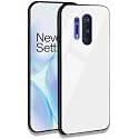 ClickAway Back Cover Oneplus 8 Pro Series - Luxurious Toughened Glass with Shockproof TPU Hard Bumper Back Glass Back Cover Oneplus 8 Pro - White Glass (Please Check Your Phone Model Before Buying