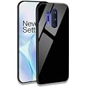 ClickAway Back Cover Oneplus 8 Pro Series - Luxurious Toughened Glass with Shockproof TPU Hard Bumper Back Glass Back Cover Oneplus 8 Pro - Black Glass (Please Check Your Phone Model Before Buying