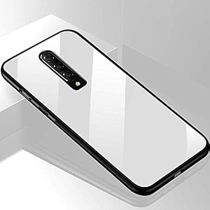 clickaway back cover oneplus 8 series - luxurious toughened glass with shockproof tpu hard bumper back glass back cover oneplus 8 - white glass please check your phone model before buying