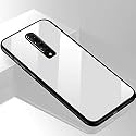 ClickAway Back Cover Oneplus 8 Series - Luxurious Toughened Glass with Shockproof TPU Hard Bumper Back Glass Back Cover Oneplus 8 - White Glass (Please Check Your Phone Model Before Buying