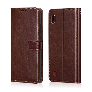 back cover samsung galaxy a10 vintage leather flip cover case for  inner tpu  foldable stand  wallet card slots vintage flip cover samsung galaxy a10 - brown flip please check your phone model before buying