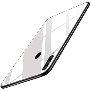 clickaway back cover samsung galaxy a20s series - luxurious toughened glass with shockproof tpu hard bumper back glass back cover samsung galaxy a20s - white glass please check your phone model before buying