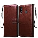 Back Cover Samsung Galaxy A20s Vintage Leather Flip Cover Case for | Inner TPU | Foldable Stand | Wallet Card Slots Vintage Flip Cover Samsung Galaxy A20s - Brown Flip (Please check your phone model before buying