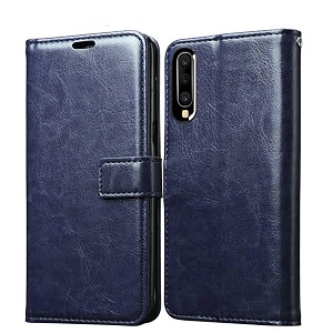 back cover samsung galaxy a30sa50a50s vintage leather flip cover case for  inner tpu  foldable stand  wallet card slots vintage flip cover samsung galaxy a30sa50a50s - blue flip please check your phone model before buying