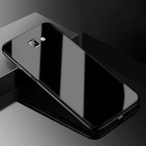 clickaway back cover samsung galaxy j7 primeon7 prime series - luxurious toughened glass with shockproof tpu hard bumper back glass back cover samsung galaxy j7 primeon7 prime - black glass please check your phone model before buying