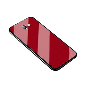 clickaway back cover samsung galaxy j7 primeon7 prime series - luxurious toughened glass with shockproof tpu hard bumper back glass back cover samsung galaxy j7 primeon7 prime - red glass please check your phone model before buying
