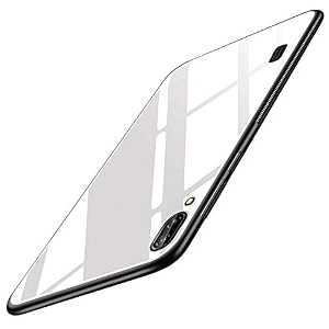 clickaway back cover samsung galaxy m10 series - luxurious toughened glass with shockproof tpu hard bumper back glass back cover samsung galaxy m10 - white glass please check your phone model before buying