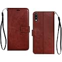 Back Cover Samsung Galaxy M10 Vintage Leather Flip Cover Case for | Inner TPU | Foldable Stand | Wallet Card Slots Vintage Flip Cover Samsung Galaxy M10 - Brown Flip (Please check your phone model before buying