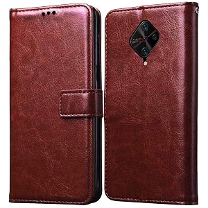 back cover vivo s1 pro vintage leather flip cover case for  inner tpu  foldable stand  wallet card slots vintage flip cover vivo s1 pro - brown flip please check your phone model before buying
