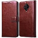 Back Cover Vivo S1 Pro Vintage Leather Flip Cover Case for | Inner TPU | Foldable Stand | Wallet Card Slots Vintage Flip Cover Vivo S1 Pro - Brown Flip (Please check your phone model before buying