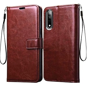 back cover vivo s1 vintage leather flip cover case for  inner tpu  foldable stand  wallet card slots vintage flip cover vivo s1 - brown flip please check your phone model before buying