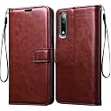 Back Cover Vivo S1 Vintage Leather Flip Cover Case for | Inner TPU | Foldable Stand | Wallet Card Slots Vintage Flip Cover Vivo S1 - Brown Flip (Please Check Your Phone Model Before Buying