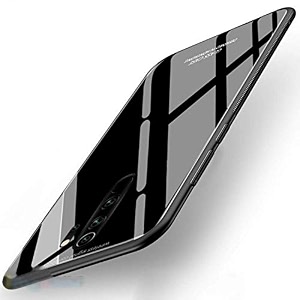 clickaway back cover xiaomi redmi note 8 pro series - luxurious toughened glass with shockproof tpu hard bumper back glass back cover xiaomi redmi note 8 pro - black glass please check your phone model before buying