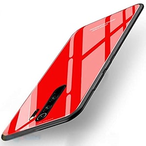 clickaway back cover xiaomi redmi note 8 pro series - luxurious toughened glass with shockproof tpu hard bumper back glass back cover xiaomi redmi note 8 pro - red glass please check your phone model before buying