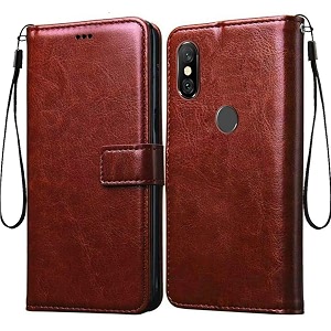 back cover xiaomi redmi note 6 pro vintage leather flip cover case for  inner tpu  foldable stand  wallet card slots vintage flip cover xiaomi redmi note 6 pro - brown flip please check your phone model before buying