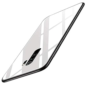 clickaway back cover xiaomi redmi note 8 pro series - luxurious toughened glass with shockproof tpu hard bumper back glass back cover xiaomi redmi note 8 pro - white glass please check your phone model before buying