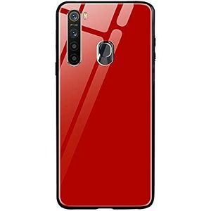 clickaway back cover xiaomi redmi note 8 series - luxurious toughened glass with shockproof tpu hard bumper back glass back cover xiaomi redmi note 8 - red glass please check your phone model before buying