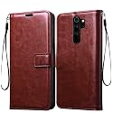 Back Cover Xiaomi Redmi Note 8 Pro Vintage Leather Flip Cover Case for | Inner TPU | Foldable Stand | Wallet Card Slots Vintage Flip Cover Xiaomi Redmi Note 8 Pro - Brown Flip (Please check your phone model before buying