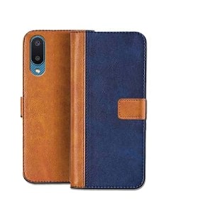 flip cover for asus zenfone lite l1  genuine leather with viewing stand amp 3 card holder  antique double shade multi-coloured please check your phone model before buying