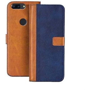 flip cover for honor 7c  genuine leather with viewing stand amp 3 card holder  antique double shade multi-coloured please check your phone model before buying
