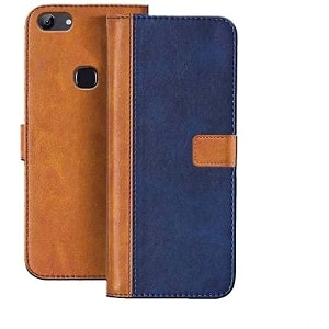flip cover for huawei honor 7a  genuine leather with viewing stand amp 3 card holder  antique double shade multi-coloured please check your phone model before buying