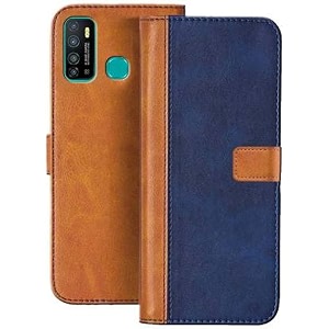 flip cover for infinix hot 10s  genuine leather with viewing stand amp 3 card holder  antique double shade multi-coloured please check your phone model before buying