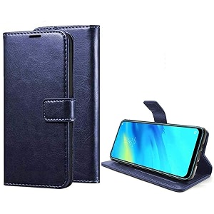 flip cover for lg w41 flip case  magnetic closure  shock proof wallet flip cover shining blue please check your phone model before buying