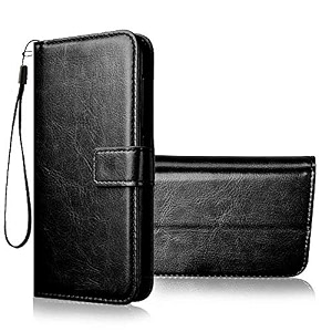 clickaway flip cover for motorola moto g9 power mobile phone case  leather finish  magnetic closure  shock proof wallet mobile phone cover -charcoal black please check your phone model before buying