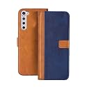 Flip Cover for Motorola Moto One Fusion Plus || Genuine Leather with Viewing Stand &amp; 3 Card Holder || (Antique Double Shade) Multi-Coloured (Please Check Your Phone Model Before Buying
