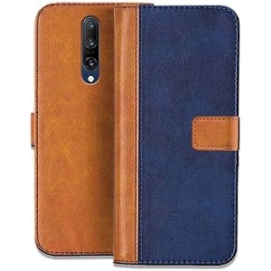 flip cover for oppo f11 pro  genuine leather with viewing stand amp 3 card holder  antique double shade multi-coloured please check your phone model before buying