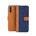 Flip Cover for Oppo F15 || Genuine Leather with Viewing Stand &amp; 3 Card Holder || (Antique Double Shade) Multi-Coloured (Please Check Your Phone Model Before Buying