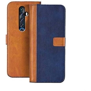 flip cover for oppo reno 2f  genuine leather with viewing stand amp 3 card holder  antique double shade multi-coloured please check your phone model before buying