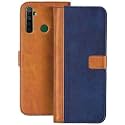 Flip Cover for Realme 5 || Genuine Leather with Viewing Stand &amp; 3 Card Holder || (Antique Double Shade) Multi-Coloured (Please Check Your Phone Model Before Buying
