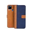Flip Cover for Realme C15 || Genuine Leather with Viewing Stand &amp; 3 Card Holder || (Antique Double Shade) Multi-Coloured (Please Check Your Phone Model Before Buying