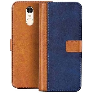 flip cover for redmi note 5  genuine leather with viewing stand amp 3 card holder  antique double shade multi-coloured please check your phone model before buying