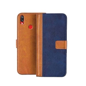 flip cover for redmi note 7 pro  genuine leather with viewing stand amp 3 card holder  antique double shade multi-coloured please check your phone model before buying