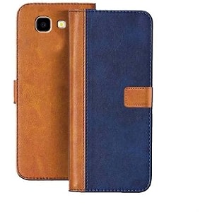 flip cover for samsung galaxy j4 plus  genuine leather with viewing stand amp 3 card holder  antique double shade multi-coloured please check your phone model before buying