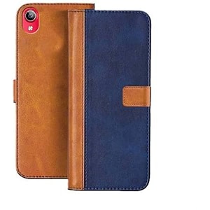 flip cover for vivo y91i  vivo y90  genuine leather with viewing stand amp 3 card holder  antique double shade multi-coloured please check your phone model before buying