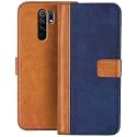 Flip Cover for Xiaomi Redmi Note 8 Pro || Genuine Leather with Viewing Stand &amp; 3 Card Holder || (Antique Double Shade) Multi-Coloured (Please Check Your Phone Model Before Buying