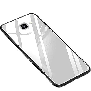 clickaway galaxy j7 prime glass case luxurious soft edge protective tpu bumper stunning design glass back cover for samsung galaxy j7 prime -white please check your phone model before buying