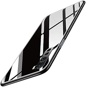 clickaway glass back case cover for oneplus nordglass caselight slimnon-slipshockproofsoft tpudesigner caseelectroplatescratch resistancehybrid protection caseblack ca902 please check your phone model before buying