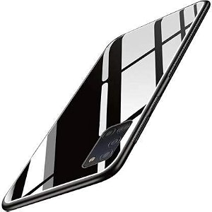 clickaway glass back case cover for oppo a52glass caselight slimnon-slipshockproofsoft tpudesigner caseelectroplatescratch resistancehybrid protection caseblack ca883 please check your phone model before buying