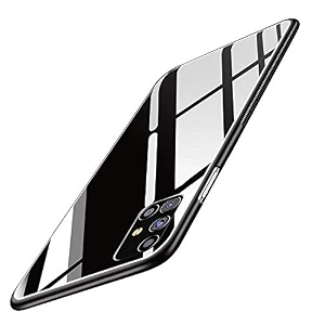 clickaway glass back case cover for realme 7 proglass caselight slimnon-slipshockproofsoft tpudesigner caseelectroplatescratch resistancehybrid protection caseblack ca694 please check your phone model before buying