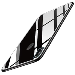 clickaway glass back case cover for vivo y30glass caselight slimnon-slipshockproofsoft tpudesigner caseelectroplatescratch resistancehybrid protection caseblack ca829 please check your phone model before buying