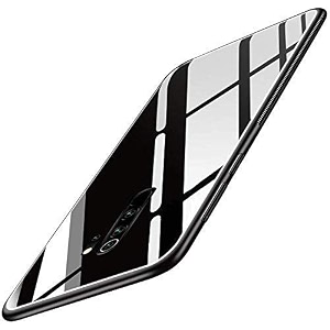 clickaway glass back case cover for xiaomi redmi 9 primeglass caselight slimnon-slipshockproofsoft tpudesigner caseelectroplatescratch resistancehybrid protection caseblack ca720 please check your phone model before buying