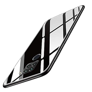 clickaway glass back case cover for xiaomi redmi note 9glass caselight slimnon-slipshockproofsoft tpudesigner caseelectroplatescratch resistancehybrid protection caseblack ca724 please check your phone model before buying
