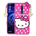 ClickAway Hello Kitty Case Compatible with Oppo A9 - | 3D Cute | Soft Silicone Rubber Back Cover with Pendant Compatible for Oppo A9 -Pink (Please Check Your Phone Model Before Buying